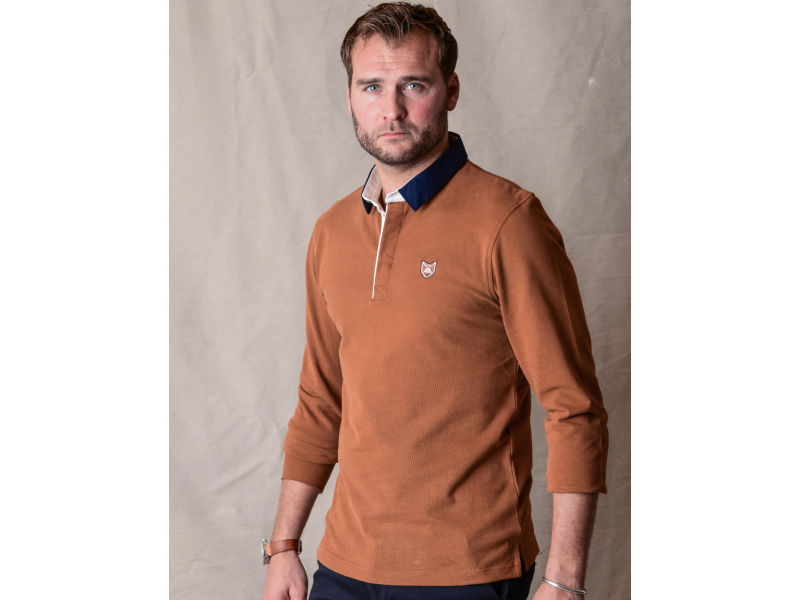 Polo manches longues camel face