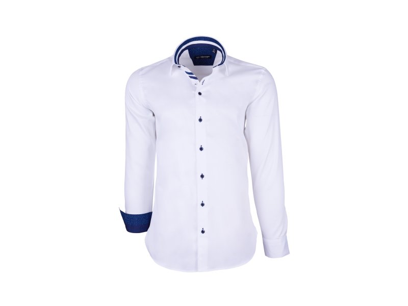 chemise blanche détails marine décontractée homme