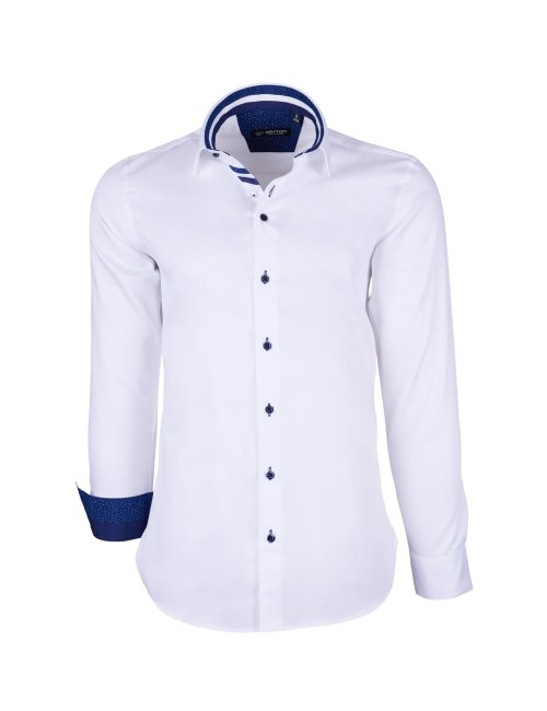 chemise blanche détails marine décontractée homme