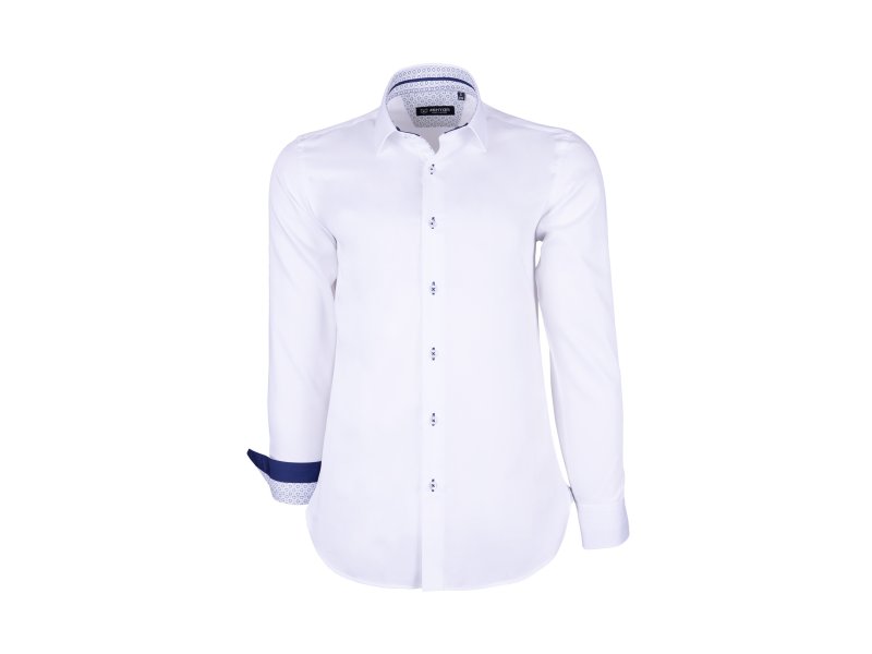 chemise blanche avec détails bleu marine homme